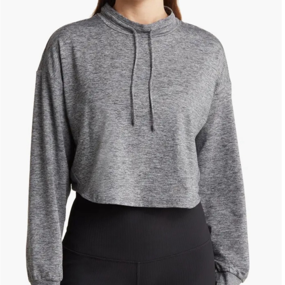 Z By Zella Uptown Mock Neck Brushed Jersey Crop Pullover Sweatshirt Size Medium